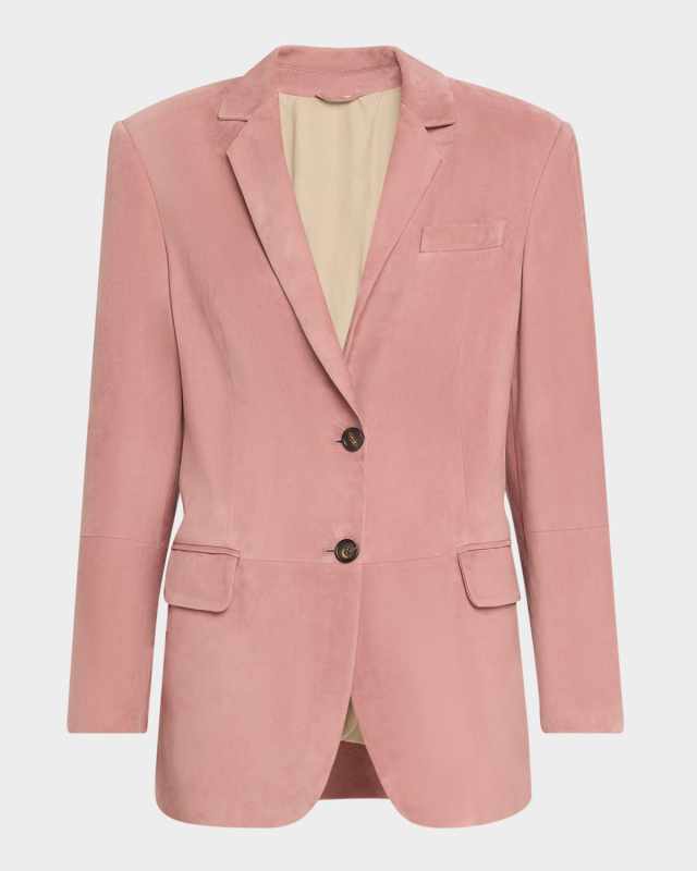 Suede Single-Breasted Blazer